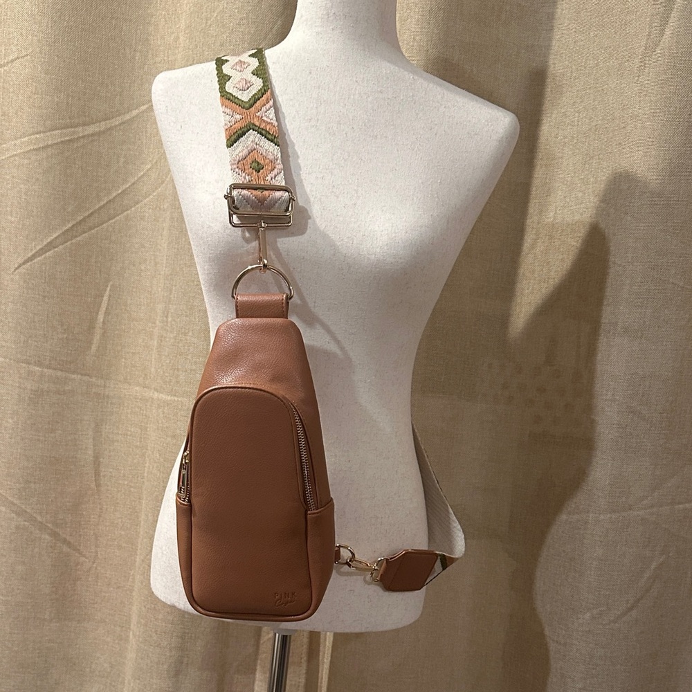 Pink Cove Brown Leather Crossbody Bag
